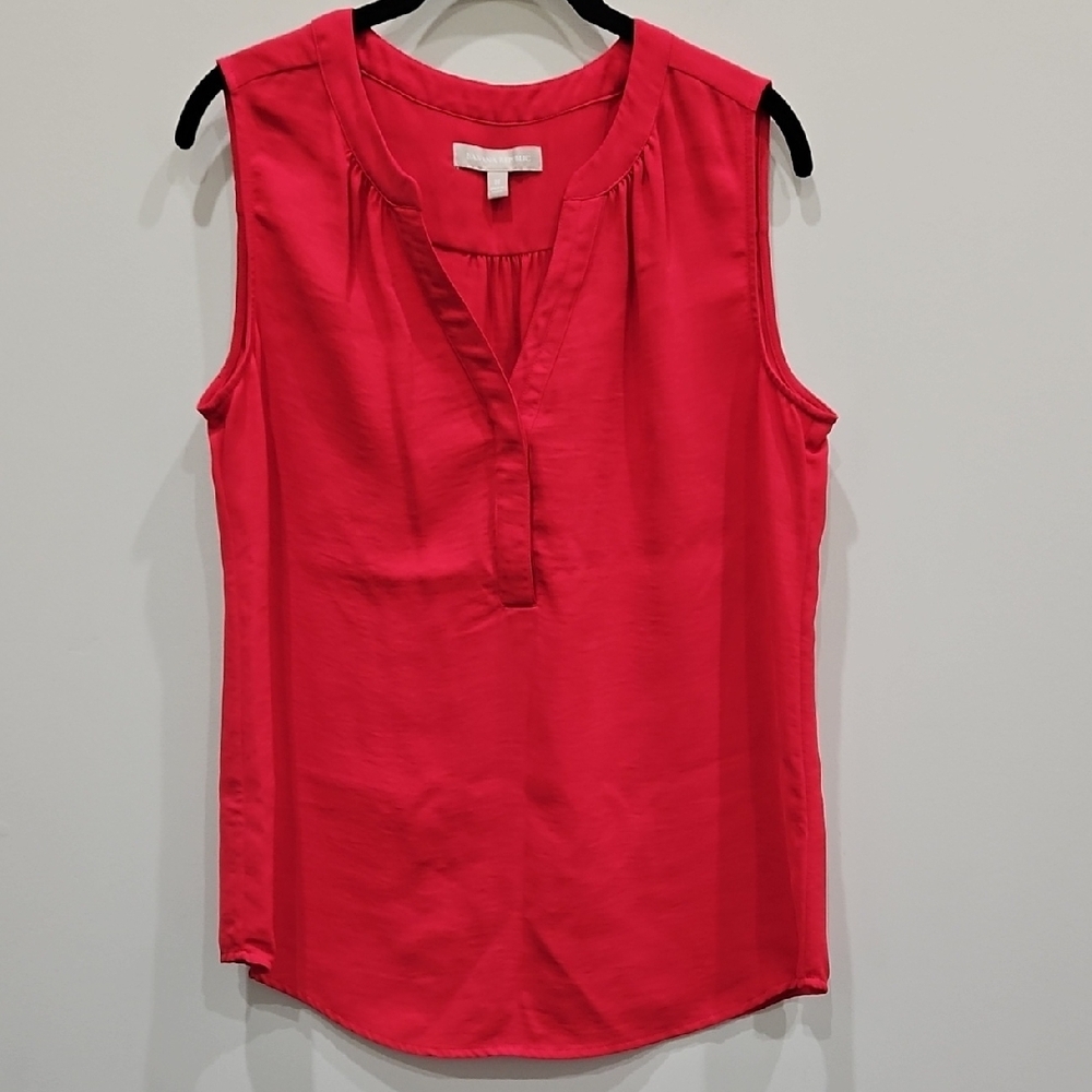 Ruffled Red Sleeveless Blouse